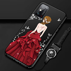 Huawei Honor X10 Max 5G用シリコンケース ソフトタッチラバー バタフライ ドレスガール ドレス少女 カバー ファーウェイ レッド・ブラック