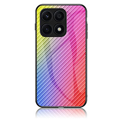 Huawei Honor X6 5G用ハイブリットバンパーケース プラスチック 鏡面 虹 グラデーション 勾配色 カバー LS2 ファーウェイ ピンク