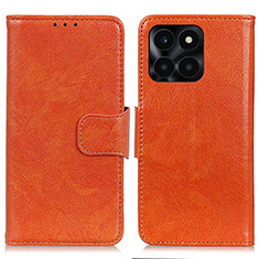 Huawei Honor X6a用手帳型 レザーケース スタンド カバー N05P ファーウェイ オレンジ