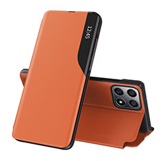 Huawei Honor X6a用手帳型 レザーケース スタンド カバー QH1 ファーウェイ オレンジ