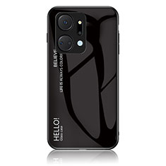 Huawei Honor X7a用ハイブリットバンパーケース プラスチック 鏡面 虹 グラデーション 勾配色 カバー LS1 ファーウェイ ブラック