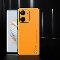 Huawei Honor X7a用ケース 高級感 手触り良いレザー柄 S01 ファーウェイ オレンジ