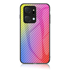 Huawei Honor X7a用ハイブリットバンパーケース プラスチック 鏡面 虹 グラデーション 勾配色 カバー LS2 ファーウェイ ピンク