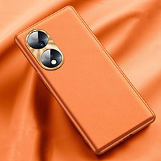 Huawei Honor X7b用ケース 高級感 手触り良いレザー柄 QK2 ファーウェイ オレンジ