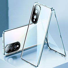 Huawei Honor X7b用ケース 高級感 手触り良い アルミメタル 製の金属製 360度 フルカバーバンパー 鏡面 カバー ファーウェイ ネイビー