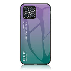 Huawei Honor X8 4G用ハイブリットバンパーケース プラスチック 鏡面 虹 グラデーション 勾配色 カバー LS1 ファーウェイ マルチカラー