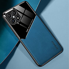 Huawei Honor X8 4G用シリコンケース ソフトタッチラバー レザー柄 アンドマグネット式 ファーウェイ ネイビー