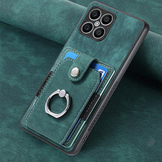 Huawei Honor X8 4G用シリコンケース ソフトタッチラバー レザー柄 カバー SD1 ファーウェイ グリーン
