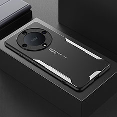 Huawei Honor X9a 5G用ケース 高級感 手触り良い アルミメタル 製の金属製 兼シリコン カバー PB1 ファーウェイ シルバー