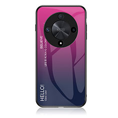 Huawei Honor X9b 5G用ハイブリットバンパーケース プラスチック 鏡面 虹 グラデーション 勾配色 カバー LS1 ファーウェイ ローズレッド