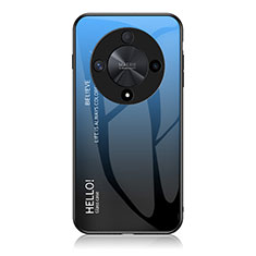 Huawei Honor X9b 5G用ハイブリットバンパーケース プラスチック 鏡面 虹 グラデーション 勾配色 カバー LS1 ファーウェイ ネイビー