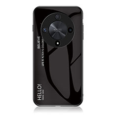 Huawei Honor X9b 5G用ハイブリットバンパーケース プラスチック 鏡面 虹 グラデーション 勾配色 カバー LS1 ファーウェイ ブラック