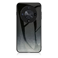 Huawei Honor X9b 5G用ハイブリットバンパーケース プラスチック パターン 鏡面 カバー LS1 ファーウェイ グレー