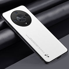 Huawei Honor X9b 5G用ケース 高級感 手触り良いレザー柄 S02 ファーウェイ ホワイト