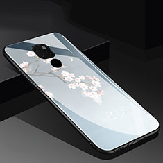 Huawei Mate 20用ハイブリットバンパーケース プラスチック 鏡面 花 カバー ファーウェイ グレー