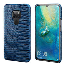 Huawei Mate 20用ケース 高級感 手触り良いレザー柄 S02 ファーウェイ ネイビー