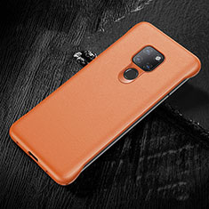 Huawei Mate 20用ケース 高級感 手触り良いレザー柄 R07 ファーウェイ オレンジ