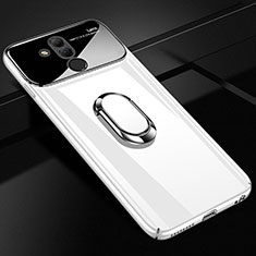 Huawei Mate 20 Lite用ハードケース プラスチック 鏡面 360度 フルカバー アンド指輪 マグネット式 ファーウェイ ホワイト