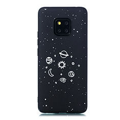 Huawei Mate 20 Pro用シリコンケース ソフトタッチラバー バタフライ 星空 カバー ファーウェイ ブラック