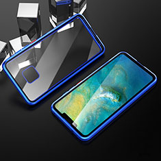 Huawei Mate 20 Pro用ケース 高級感 手触り良い アルミメタル 製の金属製 360度 フルカバーバンパー 鏡面 カバー T12 ファーウェイ ネイビー