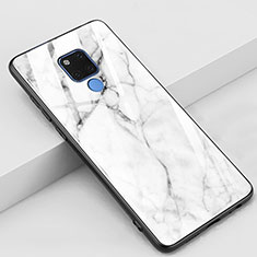 ホワイト Huawei Mate 20 X 5G用ハイブリットバンパーケース プラスチック パターン 鏡面 カバー M01 ファーウェイ ホワイト