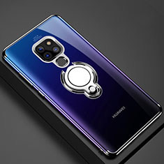 Huawei Mate 20 X 5G用極薄ソフトケース シリコンケース 耐衝撃 全面保護 クリア透明 アンド指輪 マグネット式 C01 ファーウェイ ブラック