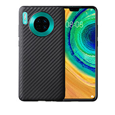 Huawei Mate 30 5G用シリコンケース ソフトタッチラバー ツイル カバー ファーウェイ ブラック