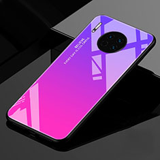 Huawei Mate 30 5G用ハイブリットバンパーケース プラスチック 鏡面 虹 グラデーション 勾配色 カバー ファーウェイ ローズレッド
