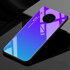 Huawei Mate 30 5G用ハイブリットバンパーケース プラスチック 鏡面 虹 グラデーション 勾配色 カバー ファーウェイ ネイビー