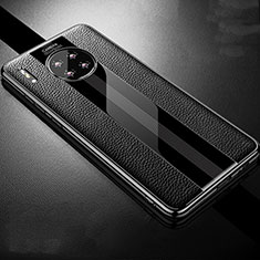 Huawei Mate 30 5G用シリコンケース ソフトタッチラバー レザー柄 カバー Z01 ファーウェイ ブラック