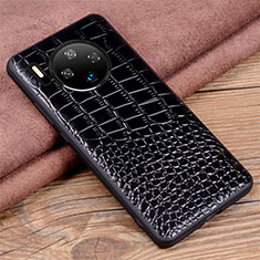 Huawei Mate 30 5G用ケース 高級感 手触り良いレザー柄 R03 ファーウェイ ブラック