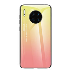 Huawei Mate 30 5G用ハイブリットバンパーケース プラスチック 鏡面 虹 グラデーション 勾配色 カバー H01 ファーウェイ ピンク