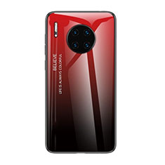 Huawei Mate 30 5G用ハイブリットバンパーケース プラスチック 鏡面 虹 グラデーション 勾配色 カバー H01 ファーウェイ レッド