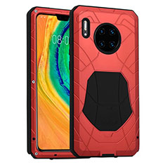 Huawei Mate 30用ハイブリットバンパーケース プラスチック 兼シリコーン カバー 前面と背面 360度 フル R01 ファーウェイ レッド