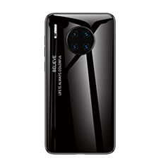 Huawei Mate 30用ハイブリットバンパーケース プラスチック 鏡面 虹 グラデーション 勾配色 カバー H01 ファーウェイ ブラック
