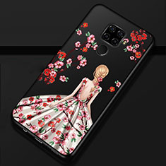 Huawei Mate 30 Lite用シリコンケース ソフトタッチラバー バタフライ ドレスガール ドレス少女 カバー ファーウェイ ブラウン