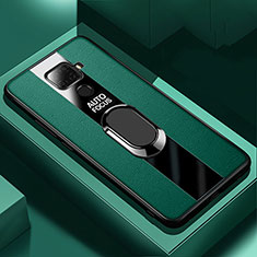 Huawei Mate 30 Lite用シリコンケース ソフトタッチラバー レザー柄 アンド指輪 マグネット式 S03 ファーウェイ グリーン