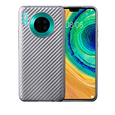 Huawei Mate 30 Pro 5G用シリコンケース ソフトタッチラバー ツイル カバー ファーウェイ シルバー