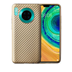 Huawei Mate 30 Pro 5G用シリコンケース ソフトタッチラバー ツイル カバー ファーウェイ ゴールド