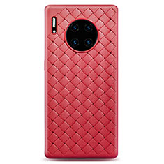 Huawei Mate 30 Pro 5G用シリコンケース ソフトタッチラバー レザー柄 カバー H01 ファーウェイ レッド