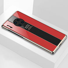 Huawei Mate 30 Pro 5G用ハイブリットバンパーケース プラスチック 鏡面 カバー T01 ファーウェイ レッド