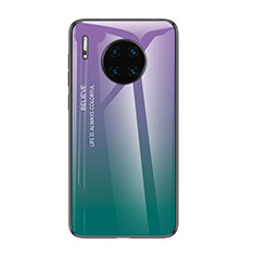 Huawei Mate 30 Pro 5G用ハイブリットバンパーケース プラスチック 鏡面 虹 グラデーション 勾配色 カバー H01 ファーウェイ パープル