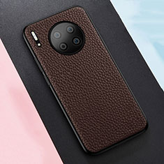 Huawei Mate 30 Pro 5G用シリコンケース ソフトタッチラバー レザー柄 カバー H05 ファーウェイ ブラウン