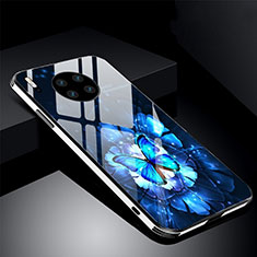 Huawei Mate 30 Pro 5G用ハイブリットバンパーケース プラスチック 鏡面 花 カバー C01 ファーウェイ ネイビー