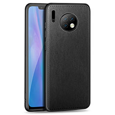 Huawei Mate 30 Pro用シリコンケース ソフトタッチラバー レザー柄 カバー H03 ファーウェイ ブラック