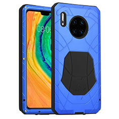 Huawei Mate 30 Pro用ハイブリットバンパーケース プラスチック 兼シリコーン カバー 前面と背面 360度 フル R01 ファーウェイ ネイビー