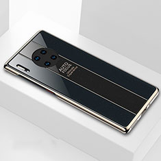 Huawei Mate 30 Pro用ハイブリットバンパーケース プラスチック 鏡面 カバー T01 ファーウェイ ブラック