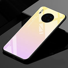 Huawei Mate 30E Pro 5G用ハイブリットバンパーケース プラスチック 鏡面 虹 グラデーション 勾配色 カバー ファーウェイ ゴールド