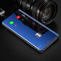Huawei Mate 40 Lite 5G用手帳型 レザーケース スタンド 鏡面 カバー L01 ファーウェイ ネイビー