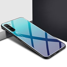 Huawei Mate 40 Lite 5G用ハイブリットバンパーケース プラスチック 鏡面 カバー ファーウェイ ブルー